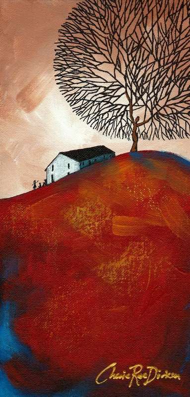 Little house on the hill - Acrylic by SA artist, Cherie Roe Dirksen - 152mm x 305mm