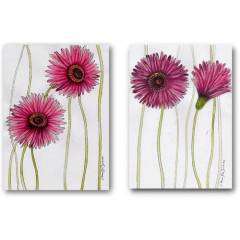 2 x Pink Gerbera - Original Acrylic on Canvas paper by SA artist, Cherie Roe Dirksen