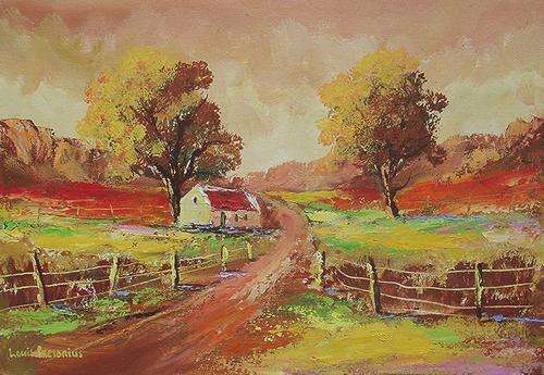 Kromdraai Cottage - Oil by SA artist, Louis Pretorius - 500mm x 340mm