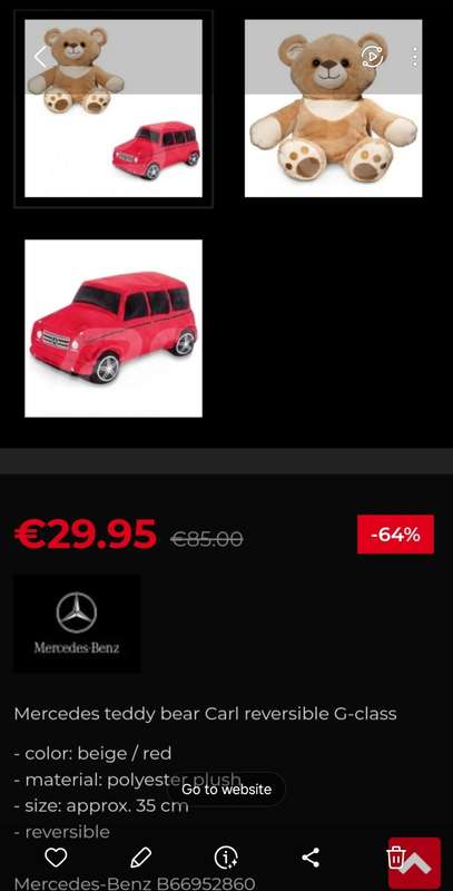 Official Mercedes Benz teddy bear, Carl reversible G-Class soft toy