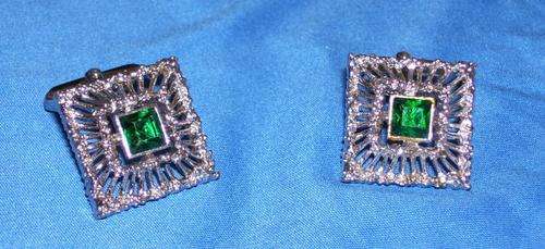 Silver cufflinks with Emerald