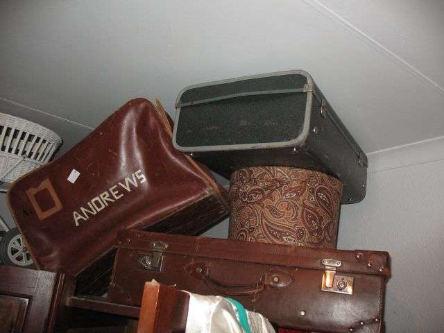 antique cases and one hat box