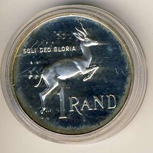 1990 Silver R1 Proof Last of the Springbok silver rands - only 7117 minted