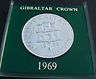 A rare QEII 1969 Gibraltar Crown Coin in a case