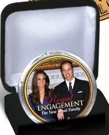 PRINCE WILLIAM & KATE MIDDLETON 24K GOLD PLATED HALF DOLLAR