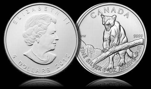 Canadian Cougar Silver Bullion 2012 1oz Coin 9999