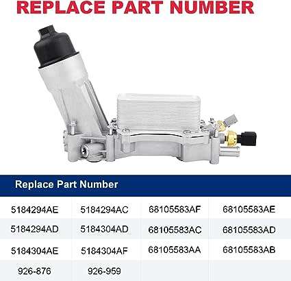 Aluminum Engine Oil Cooler for 2011-2016 Chrysler 200,300,Dodge Charger,Cherokee,Wrangler,Promaster