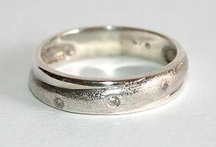 Sterling silver RING / BAND: simulated diamonds. Ready for you. Last one!
