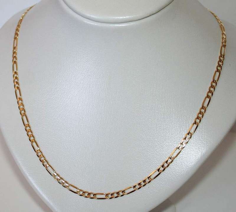 REDUCED MADLY - 9ct gold CHAIN: 3+1 Concave Figaro, 3.2mm wide, 50cm. Ready for you. Last one!
