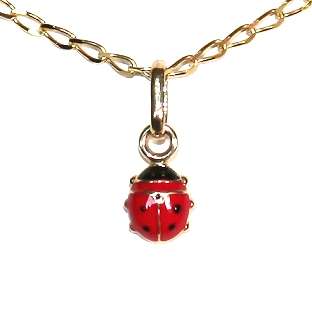 9k / 9ct gold & enamel Ladybird / Ladybug charm or pendant