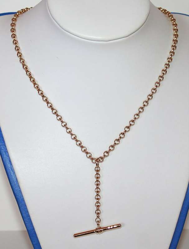 9ct rose gold Fob CHAIN / NECKLACE, pre-owned. Ready for you