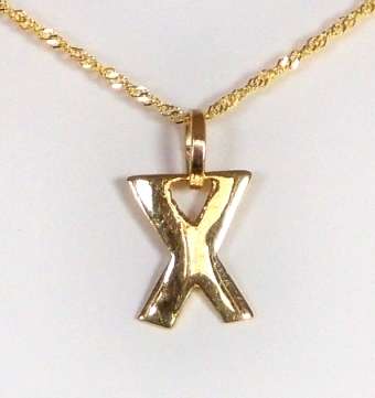 REDUCED MADLY - 9k / 9ct gold "X" initial pendant / charm. Ready for you. Last one!