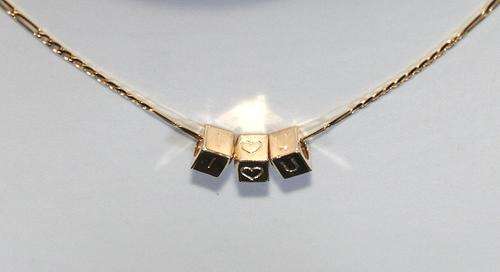 I LOVE YOU  9k / 9ct gold slider cubes PENDANT. Ready for you. Last set!