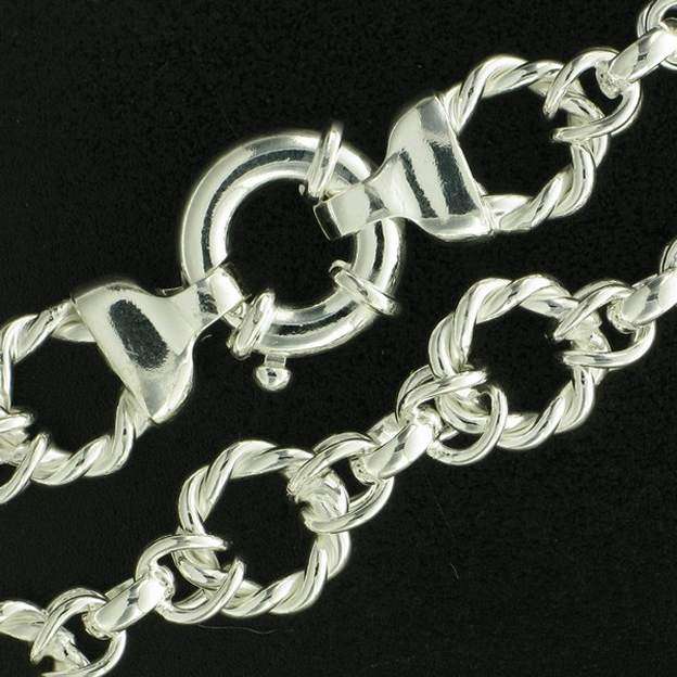 Signoretti CHAIN: sterling silver 13mm Rope Circle & Byzantine links, 50cm. Last one!
