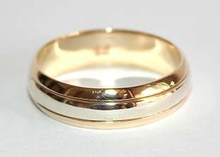 Exclusive 9k / 9ct yellow & white gold BAND, 6mm wide, size T-. Ready for you. Last one!