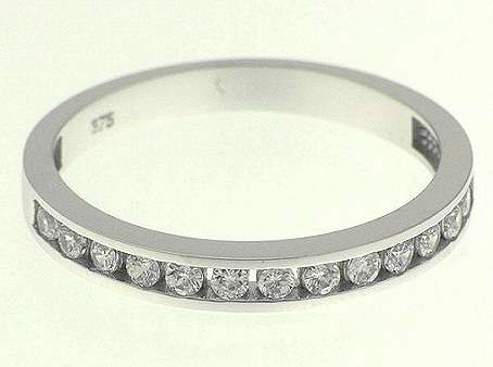 9k / 9ct white gold Eternity RING: simulated diamonds, channel set. BEST PRICE GUARANTEE