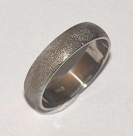 9k / 9ct white gold Wedding Band / Ring, 5mm wide, BLASTED, half round, size S, T or U