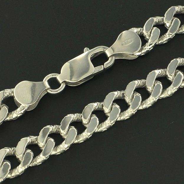 Oval curb CHAIN: 8mm wide, detailed, 55cm, sterling silver =UNIQUE!