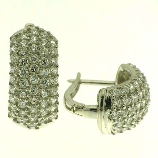 HUGGIES: 17x8mm, simulated diamonds, sterling silver  GLAMOROUS
