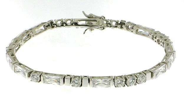 I LOVE YOU Tennis BRACELET: simulated diamonds, 19cm, sterling silver