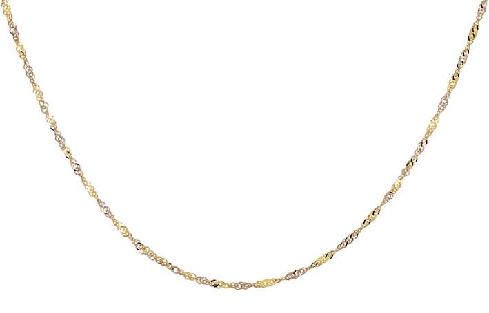 9k / 9ct gold two tone (yellow and white) Singapore CHAIN, 1.85mm wide, 45cm