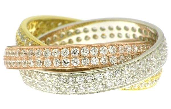 Russian bands: 3 colour, simulated diamonds, sterling silver = GLAMOROUS!