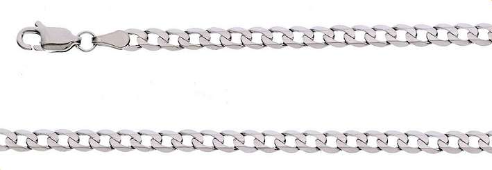 9k / 9ct white gold BRACELET: 4mm curb, 21cm