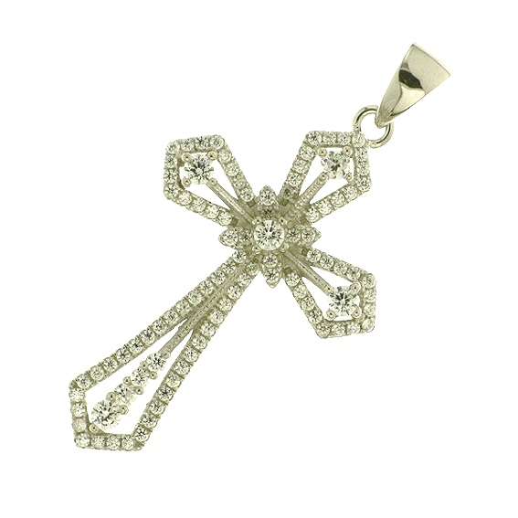 Sterling silver CROSS: simulated diamonds = elegant & GLAMOROUS