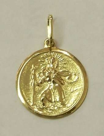 18k / 18ct gold Saint Christopher disc, 20mm