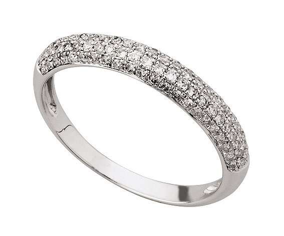 9k / 9ct white gold domed half Eternity RING / BAND: 0.30cttw pave diamonds