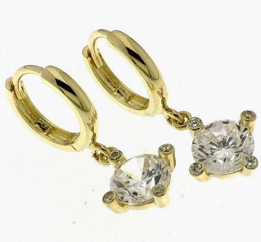 REDUCED MADLY - 9k / 9ct gold drop EARRINGS: simulated diamonds =GLAMOROUS
