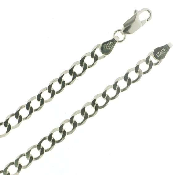 Cut curb CHAIN: 5mm wide, 50cm, sterling silver