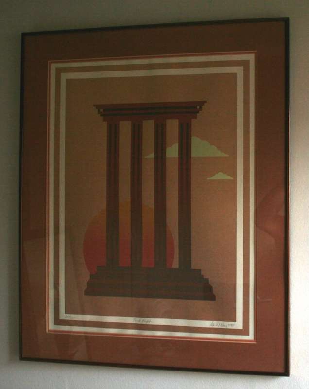 Greek columns & sunset PRINT: signed, limited, 20/200, framed in anodised aluminium, behind glass