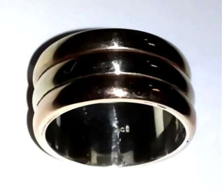 9k / 9ct gold 3 colour side-by-side BANDS, +-11mm wide, size X, Y or Z