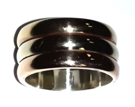 9k / 9ct gold 3 colour side-by-side BANDS, +-11mm wide, size X, Y or Z