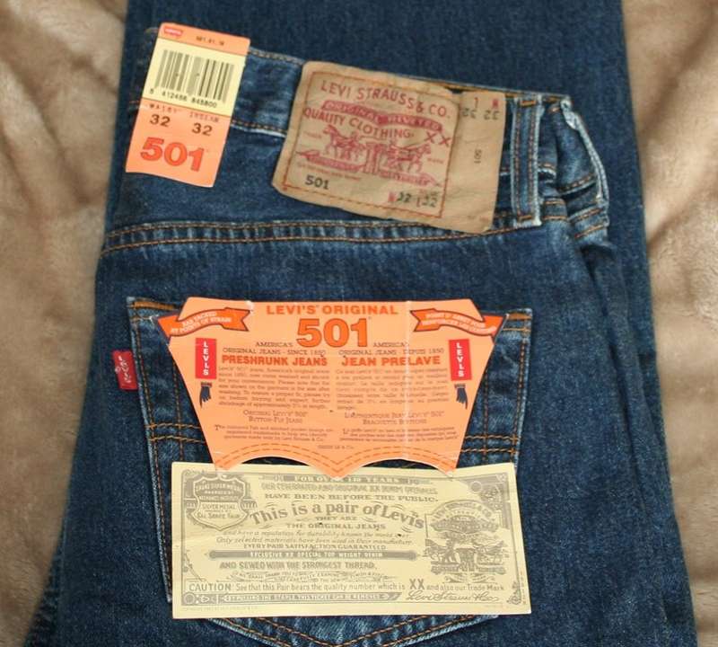 Original Levi 501 men's blue jeans, W32, L32. Brand new with tags