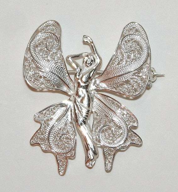 Fairy filigree BROOCH: sterling silver. Exquisite. Ready for you. Last one!