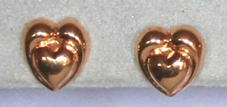 19.2k / 19.2ct Portuguese rose gold heart stud EARRINGS. Ready for you. Last pair!