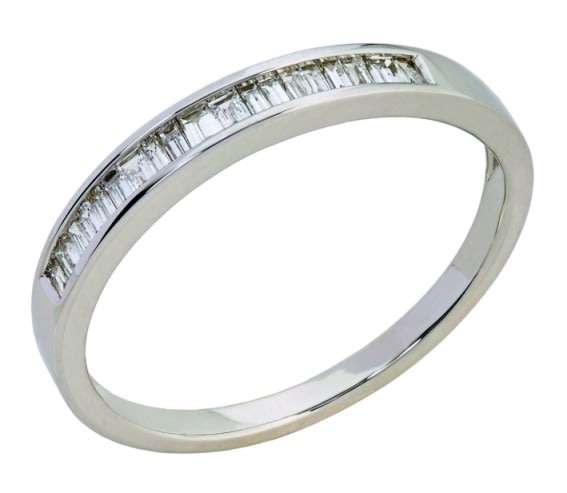 9k / 9ct white gold Eternity RING: baguette diamonds, 0.20cttw channel set