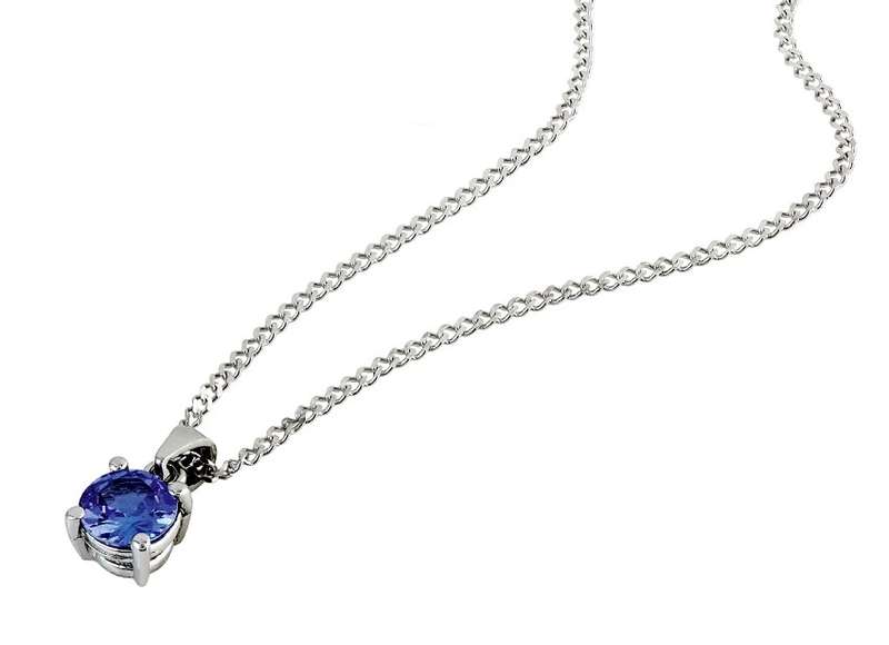 18k / 18ct white gold solitaire PENDANT: 0.40ct round AAA Tanzanite