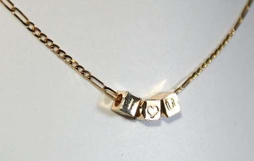 I LOVE YOU = 9k / 9ct gold slider cubes PENDANT. Ready for you