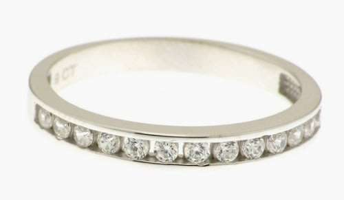 9k / 9ct white gold Eternity RING: channel set simulated diamonds