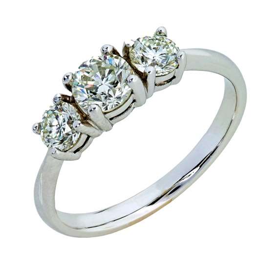 18k / 18ct white gold Trilogy / Anniversary RING: 1.00cttw diamonds