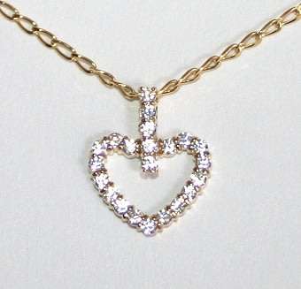 REDUCED MADLY - 9k / 9ct gold Heart Pendant, simulated diamonds. Ready for you. Last one!