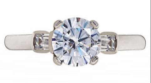 9k / 9ct white gold Trinity Engagement or Dress Ring: simulated diamonds. GLAMOROUS