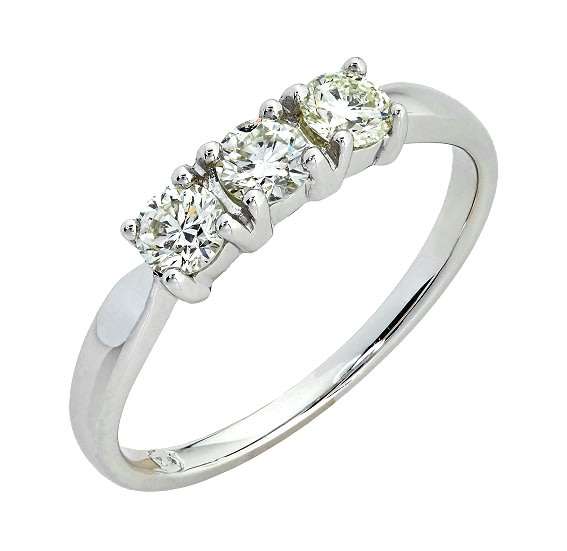 9k / 9ct white gold Trilogy / Anniversary RING: 0.50cttw diamonds, size L. Last one!