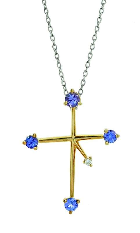 9k / 9ct yellow gold Southern CROSS: tanzanites, diamond