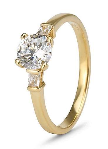 9k / 9ct yellow gold Trinity Engagement or Dress Ring: simulated diamonds  GLAMOROUS