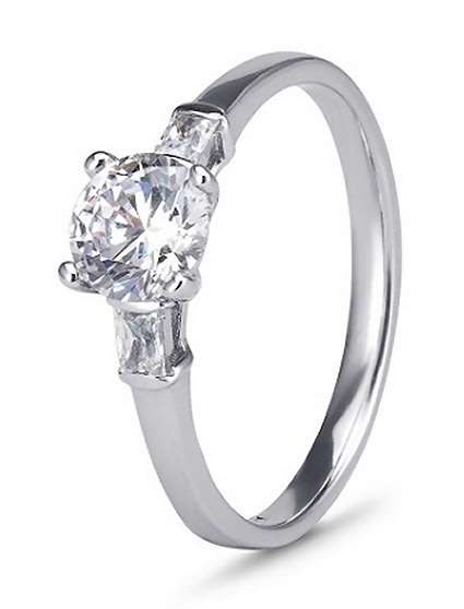 9k / 9ct white gold Trinity Engagement or Dress Ring: simulated diamonds. GLAMOROUS