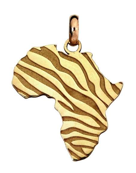 14k / 14ct gold map of Africa PENDANT: zebra print